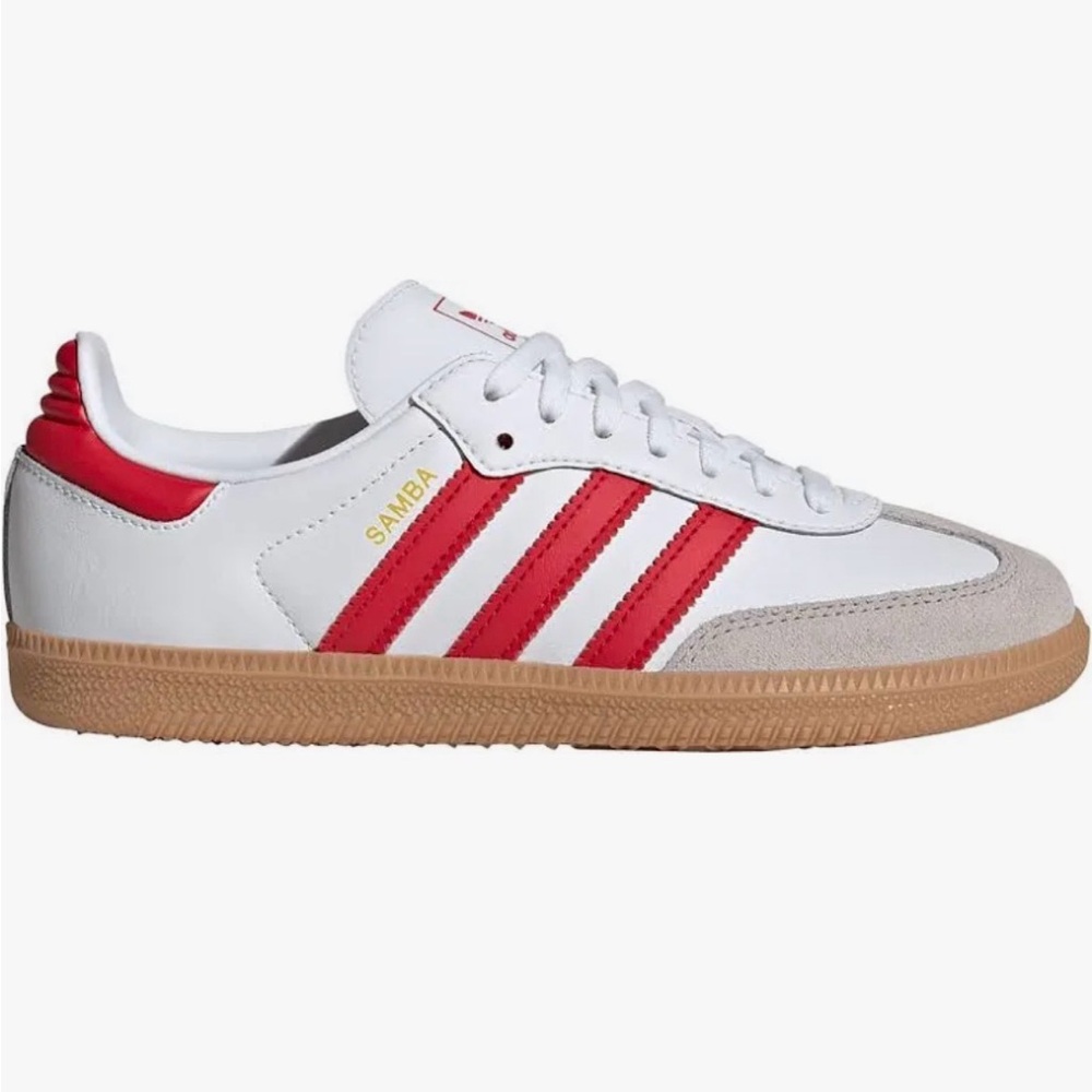 red and white adidas sambas!!